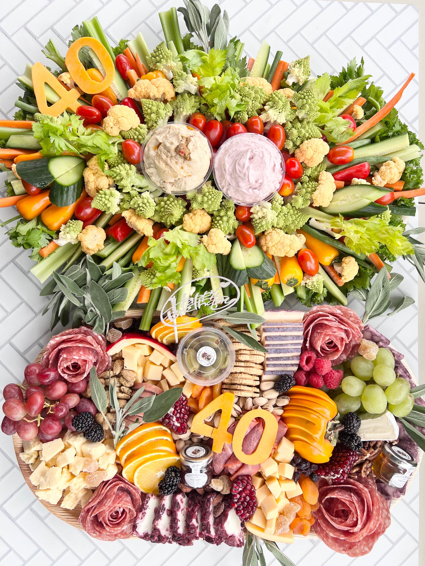 Perfect combo for 40th bday! crudités and charcuterie 