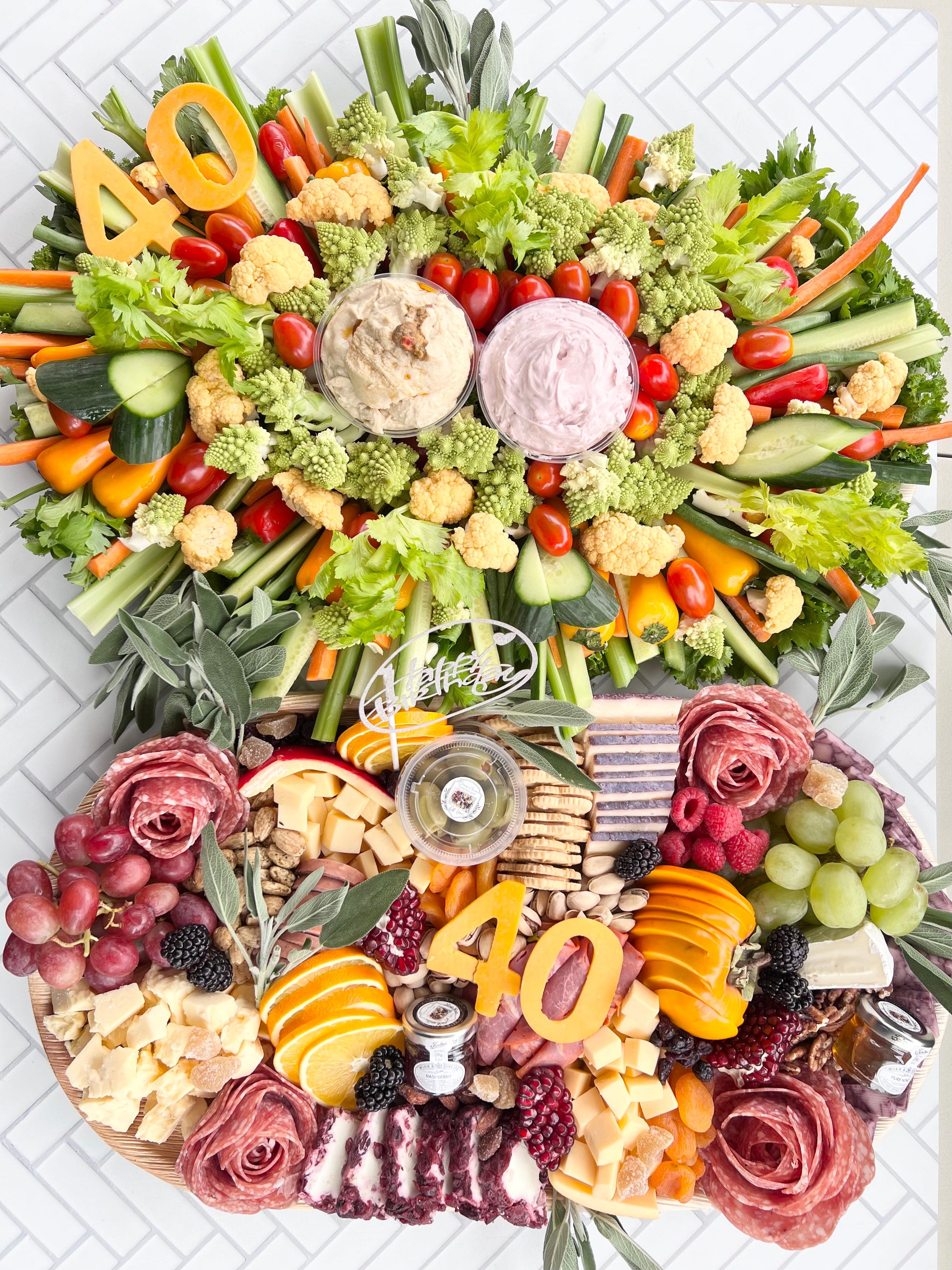 Perfect combo for 40th bday! crudités and charcuterie 